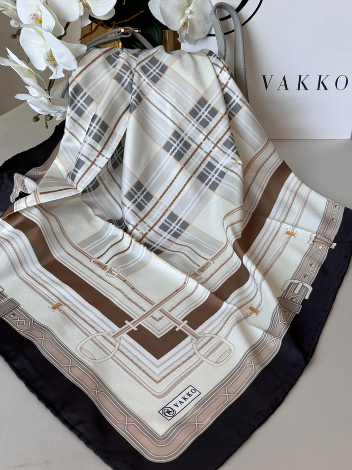 Vakko Ekose Twill Eşarp 44128 - Ekru