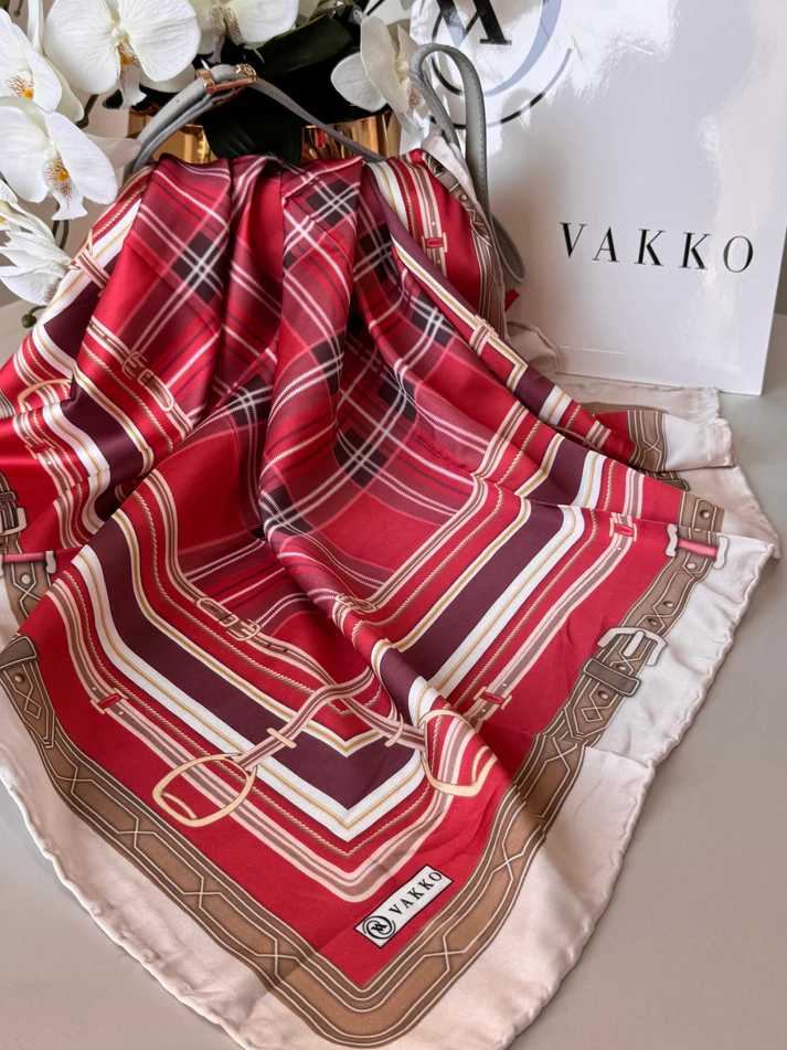 Vakko Ekose Twill Eşarp 44128 - Bordo