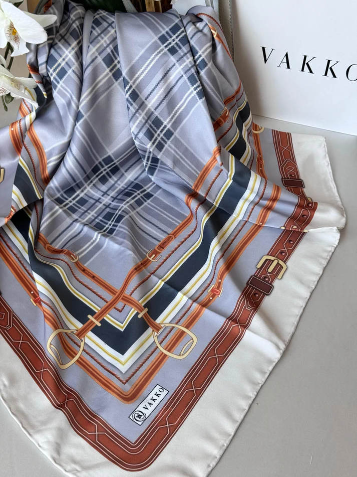 Vakko Ekose Twill Eşarp 44128 - Mavi