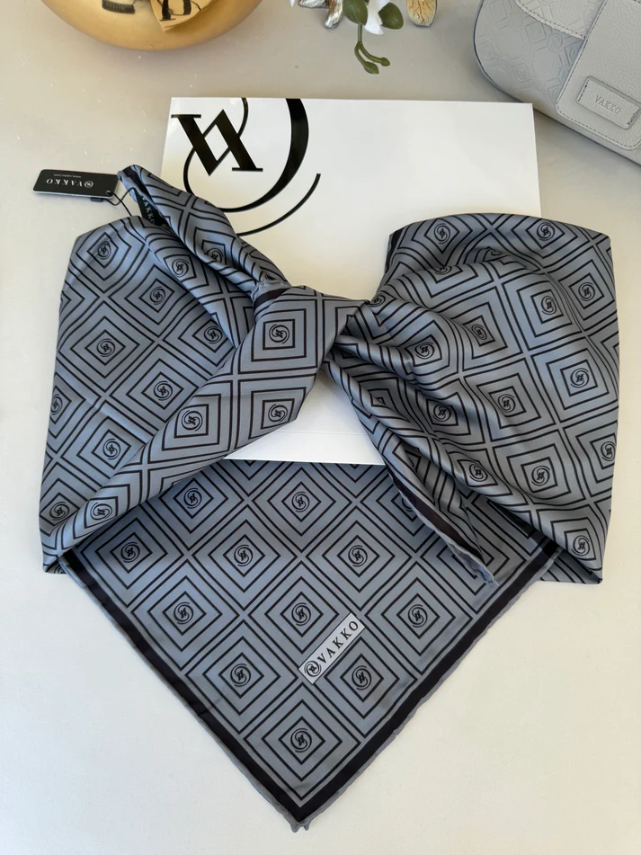 Vakko Kare Desen Twill Eşarp 44129 - Antrasit