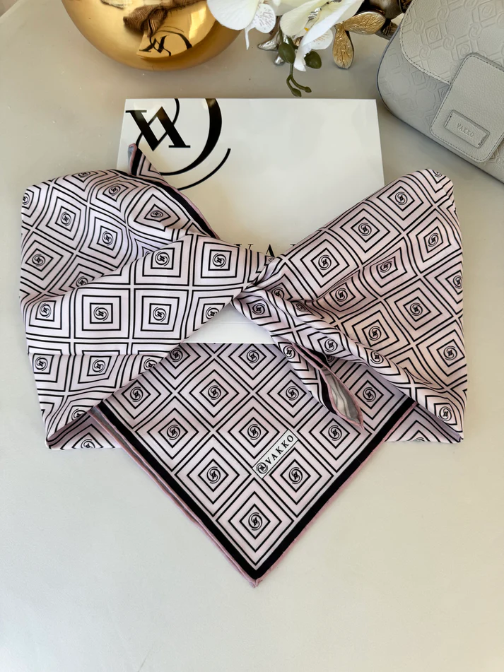 Vakko Kare Desen Twill Eşarp 44129 - Pembe