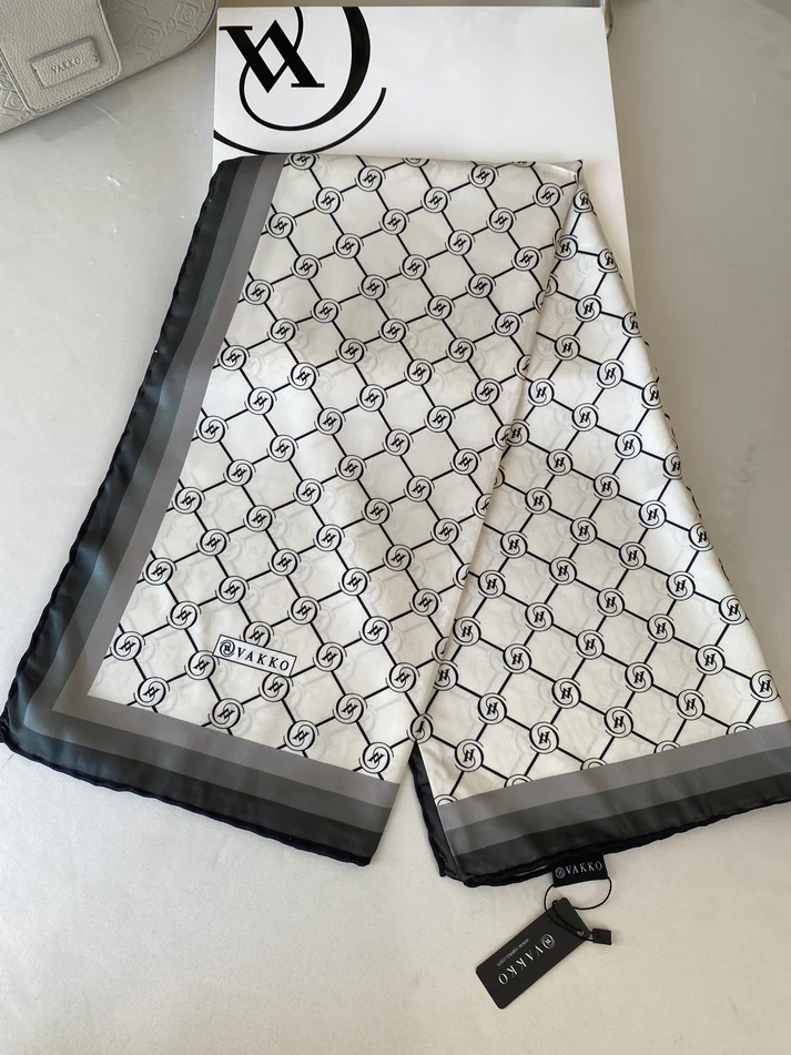 Vakko Monogram Twill Eşarp 44130 - Antrasit