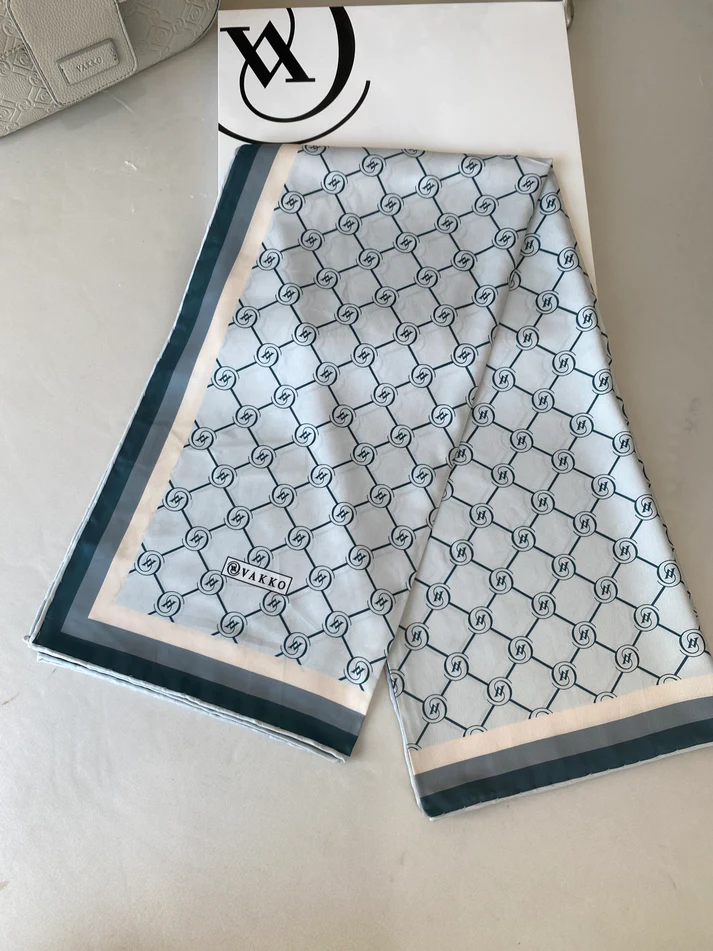 Vakko Monogram Twill Eşarp 44130 - Mint Yeşili