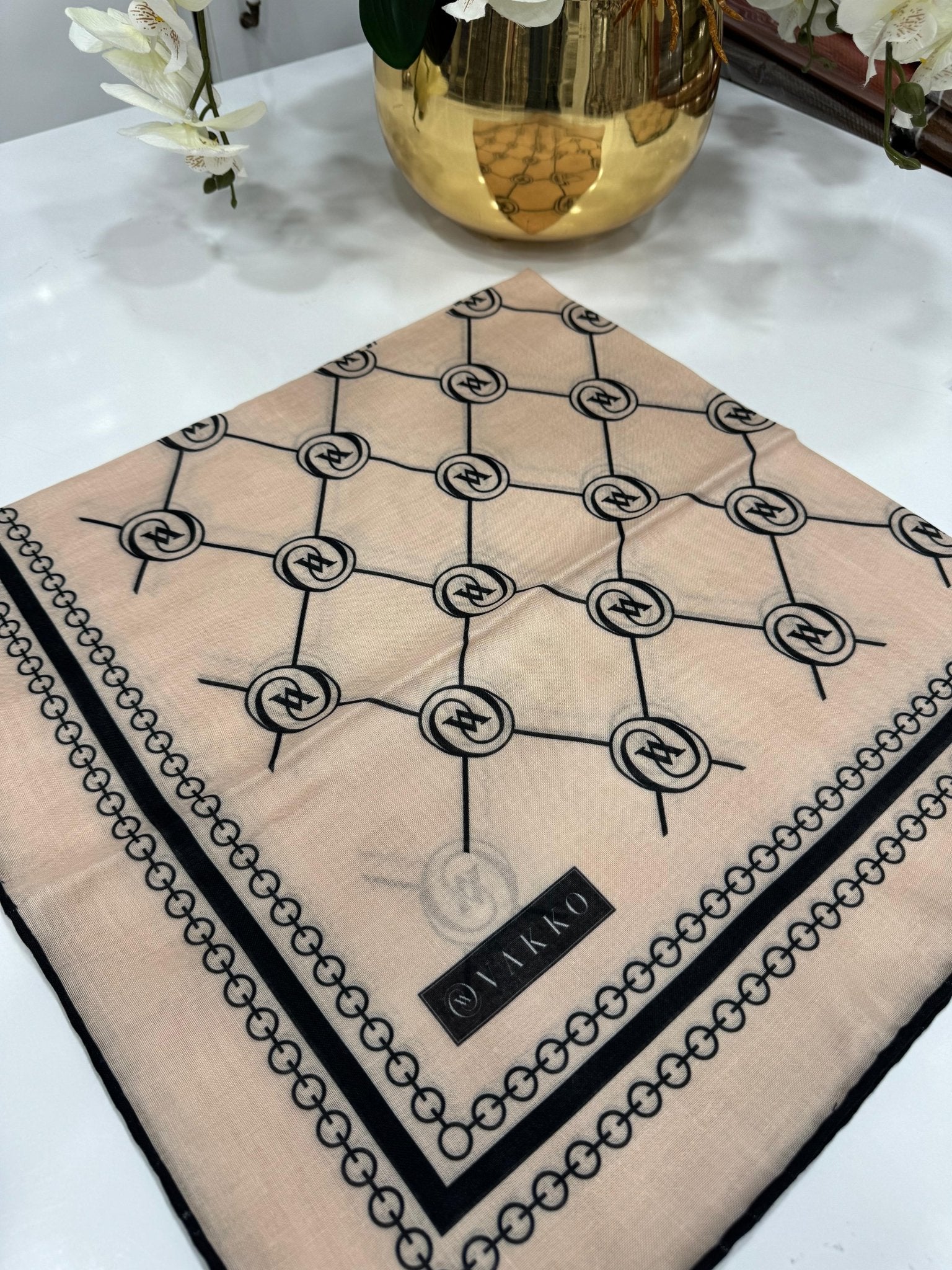 Vakko Bahar Esintisi Pamuk Eşarp - Bej - Organic ScarfsOrganic Scarfs