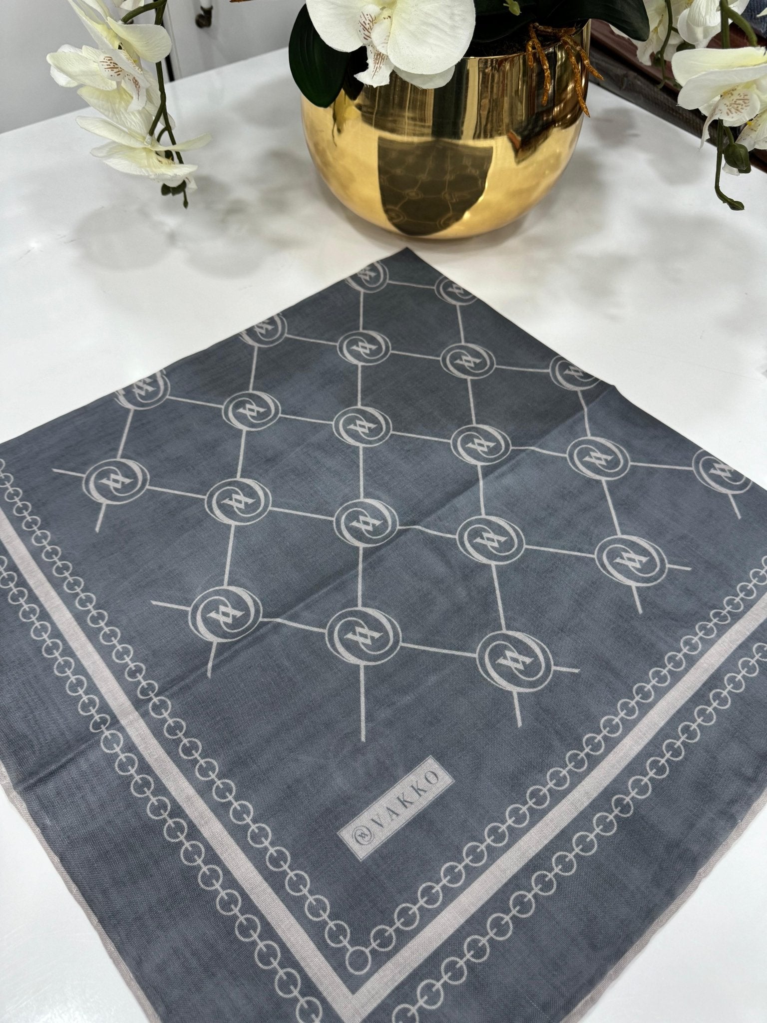 Vakko Bahar Esintisi Pamuk Eşarp - Füme - Organic ScarfsOrganic Scarfs