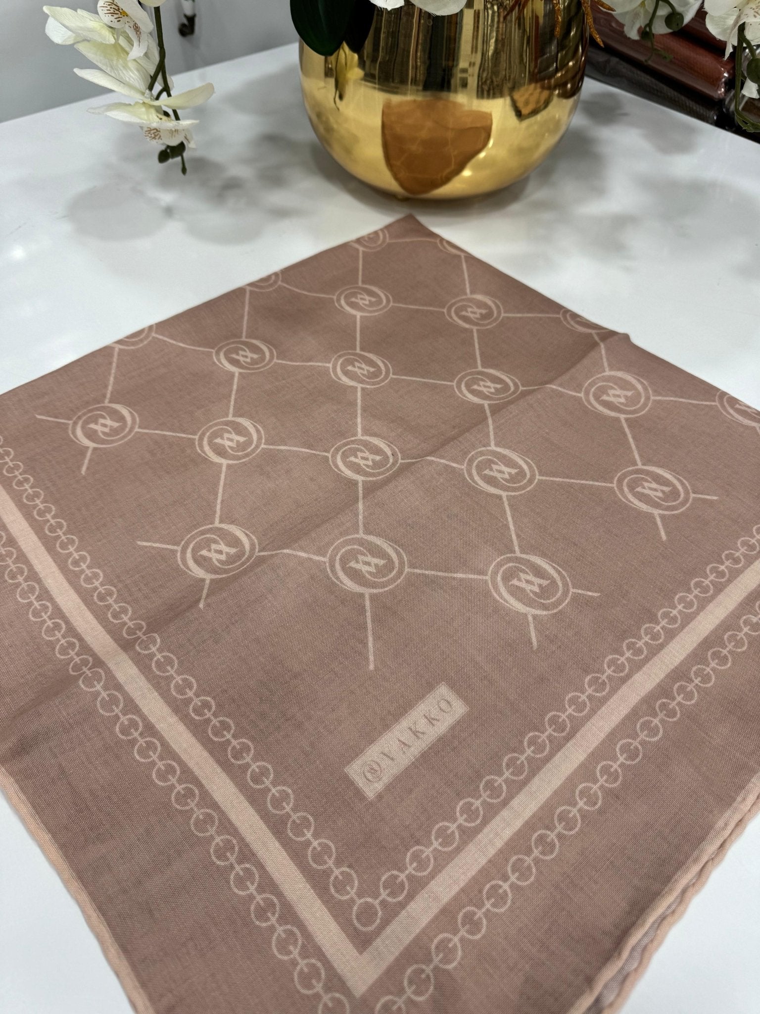 Vakko Bahar Esintisi Pamuk Eşarp - Mocha - Organic ScarfsOrganic Scarfs
