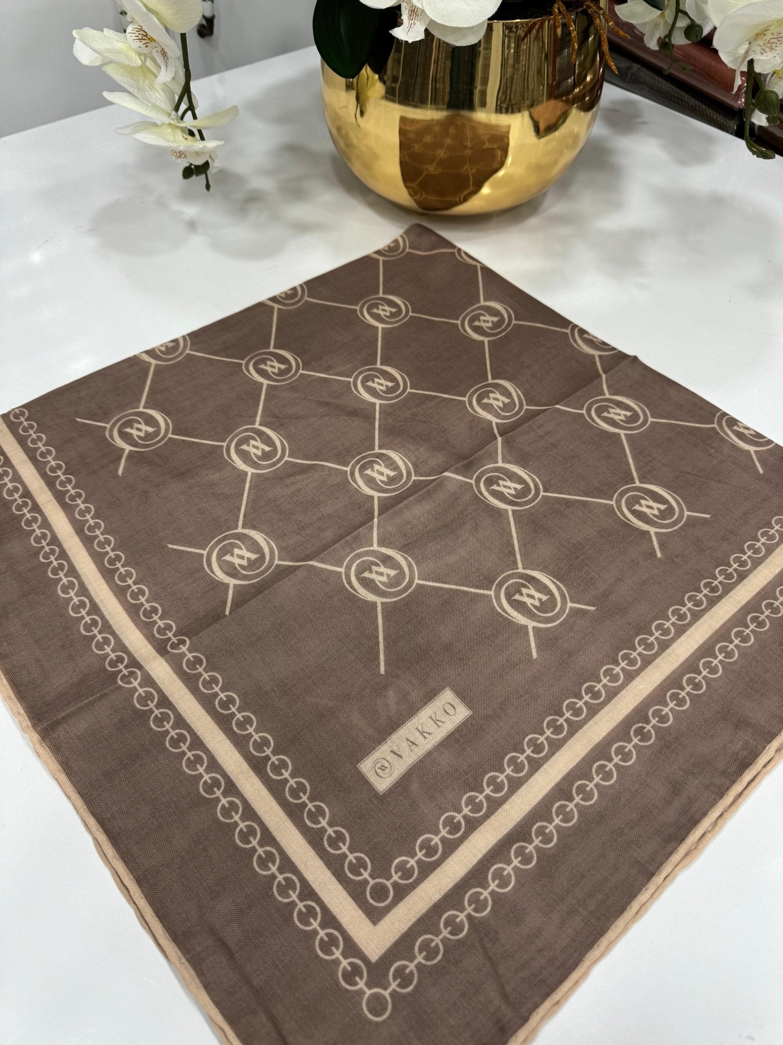 Vakko Bahar Esintisi Pamuk Eşarp - Vizon - Organic ScarfsOrganic Scarfs