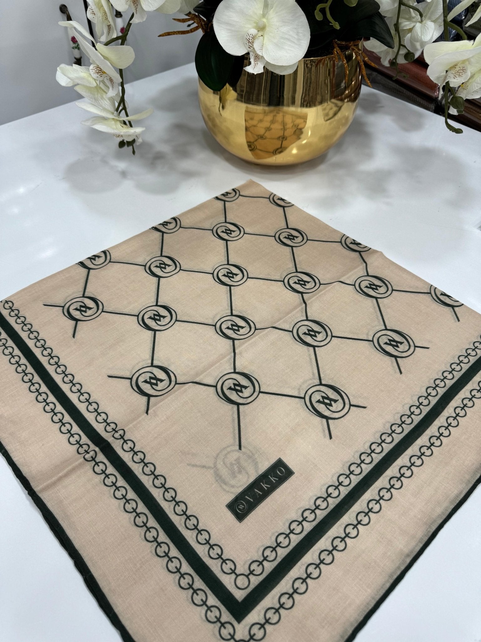 Vakko Bahar Esintisi Pamuk Eşarp - Yeşil - Organic ScarfsOrganic Scarfs