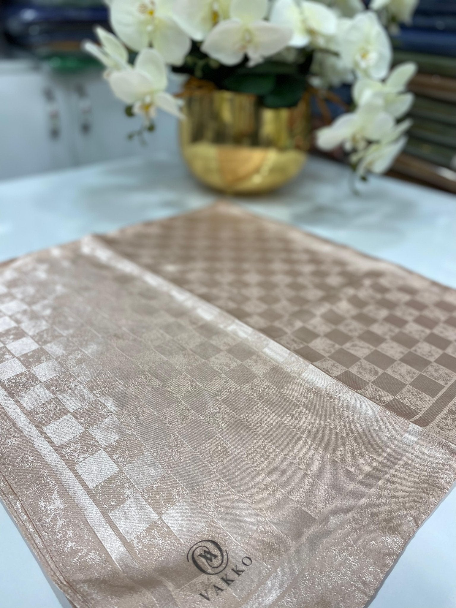 Vakko Dama Desen Eşarp - Pamuk Şekeri - Organic ScarfsOrganic Scarfs