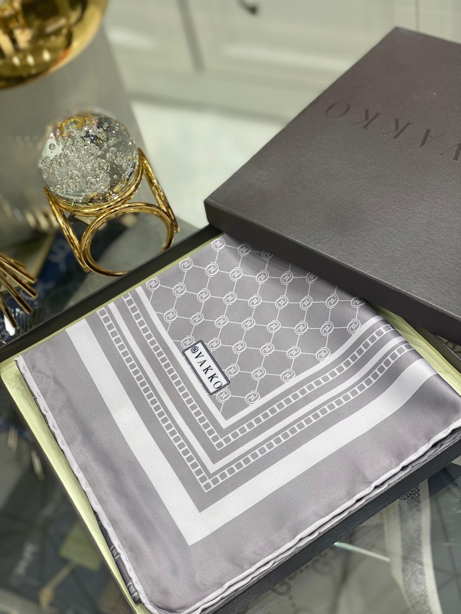 Vakko Desen Eşarp - Füme - Organic ScarfsOrganic Scarfs