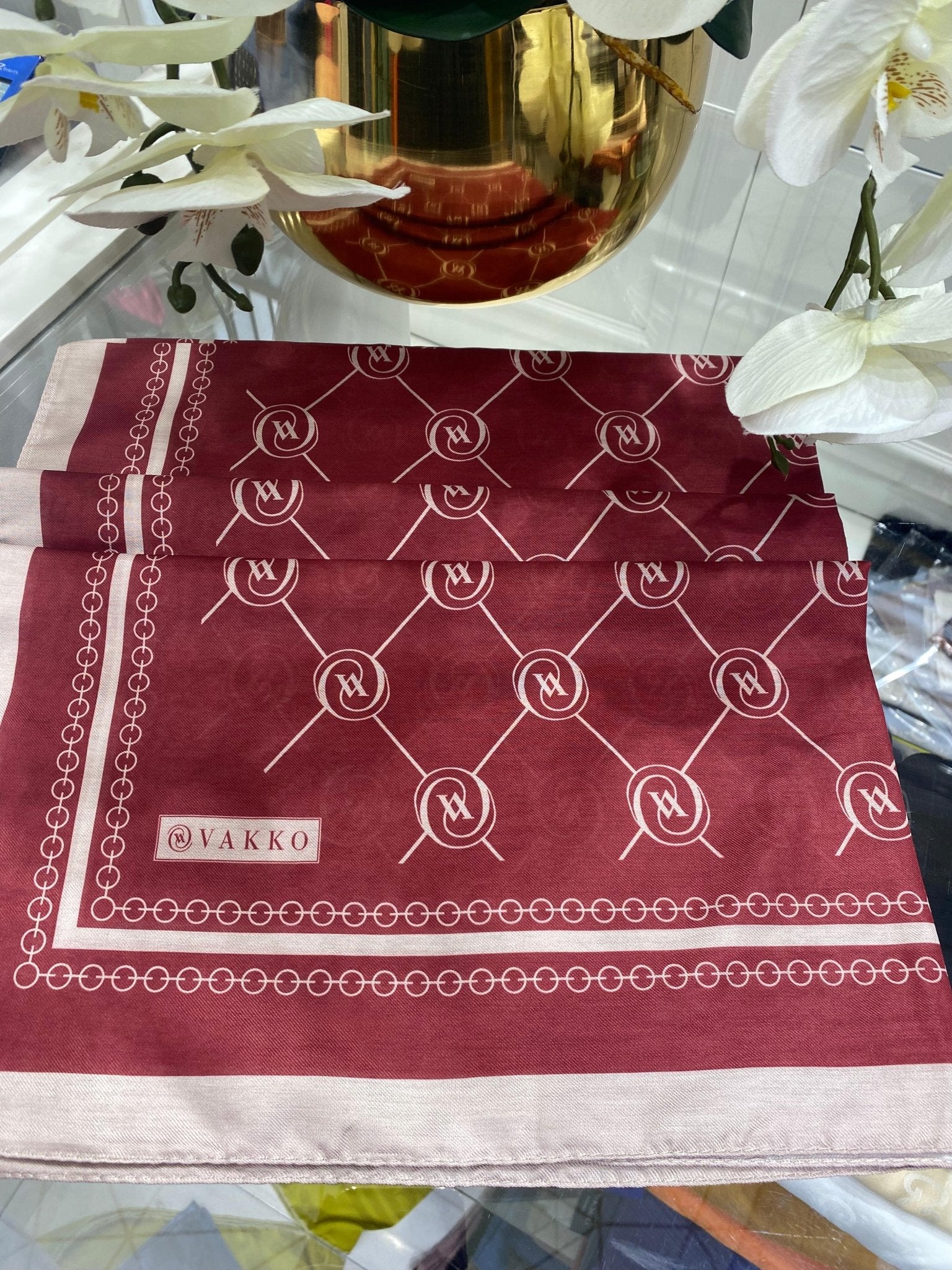 Vakko Desen Pamuk Soft Şal - Bordo - Organic ScarfsOrganic Scarfs