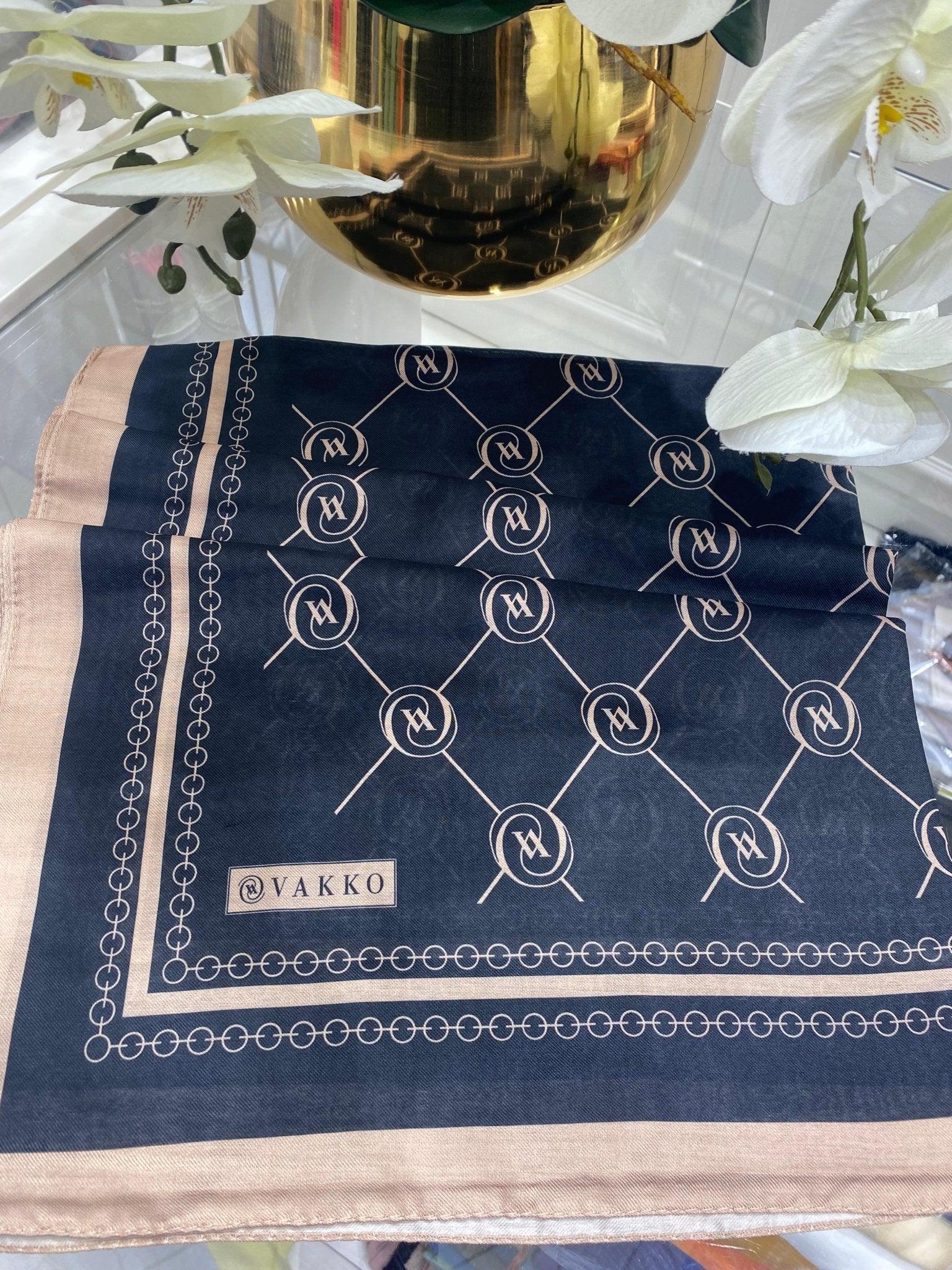Vakko Desen Pamuk Soft Şal - Siyah/ Camel - Organic ScarfsOrganic Scarfs