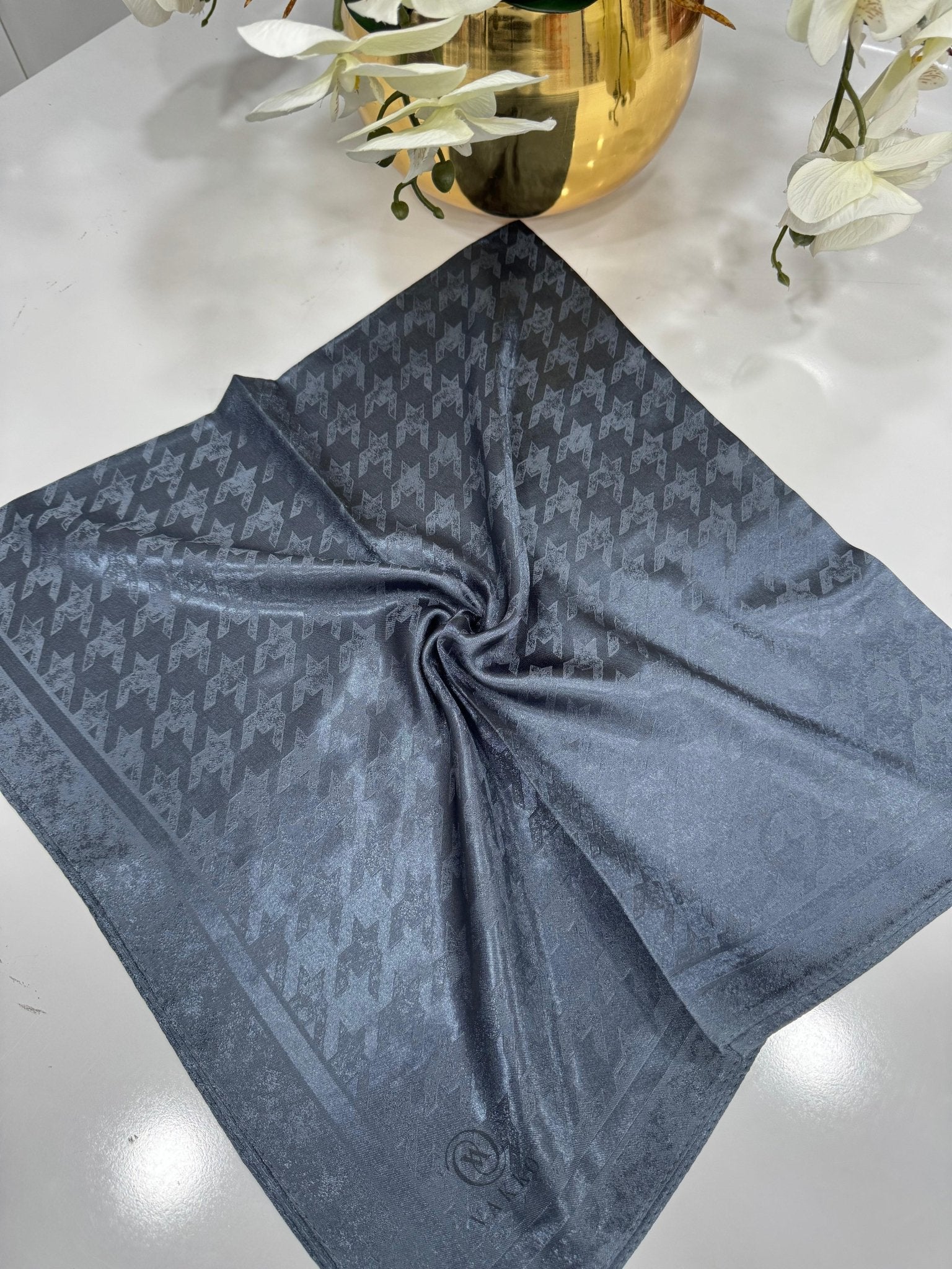 Vakko Kazayağı Desen Eşarp - Antrasit - Organic ScarfsOrganic Scarfs