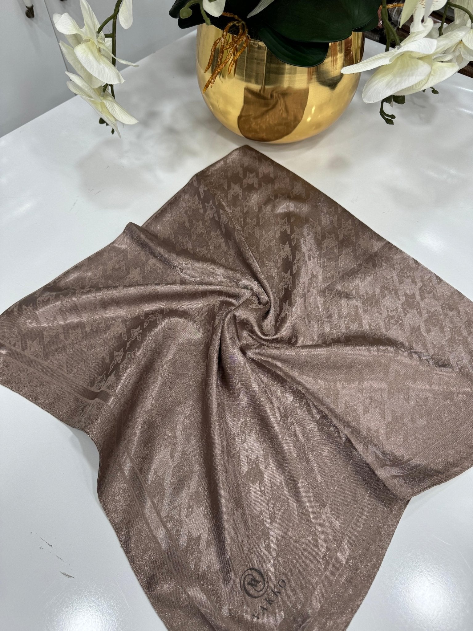 Vakko Kazayağı Desen Eşarp - Mocha - Organic ScarfsOrganic Scarfs