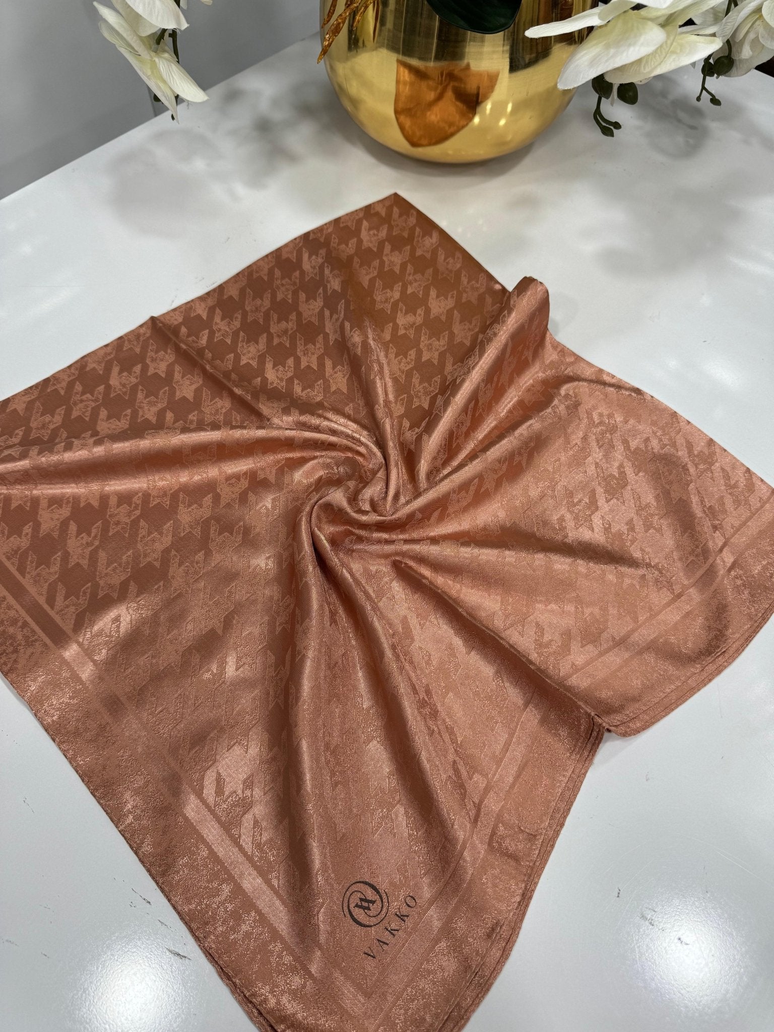Vakko Kazayağı Desen Eşarp - Mocha - Organic ScarfsOrganic Scarfs