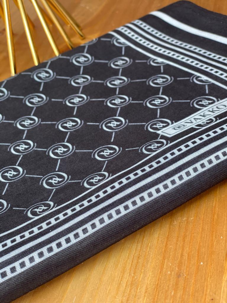 Vakko Şeritli Desen Şal - Siyah - Organic ScarfsOrganic Scarfs