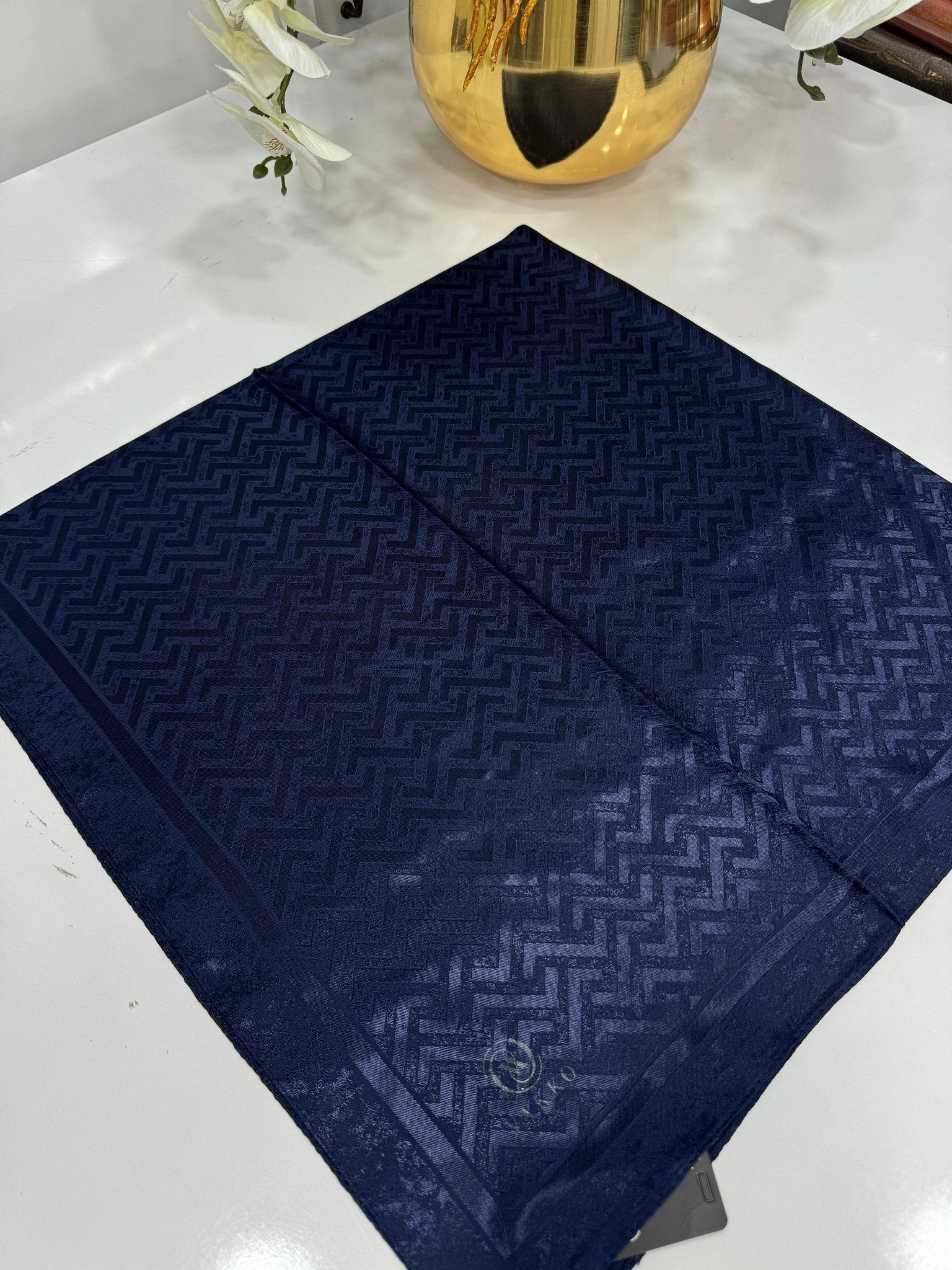 Vakko Zikzak Desen İpeksi Eşarp - Lacivert - Organic ScarfsOrganic Scarfs