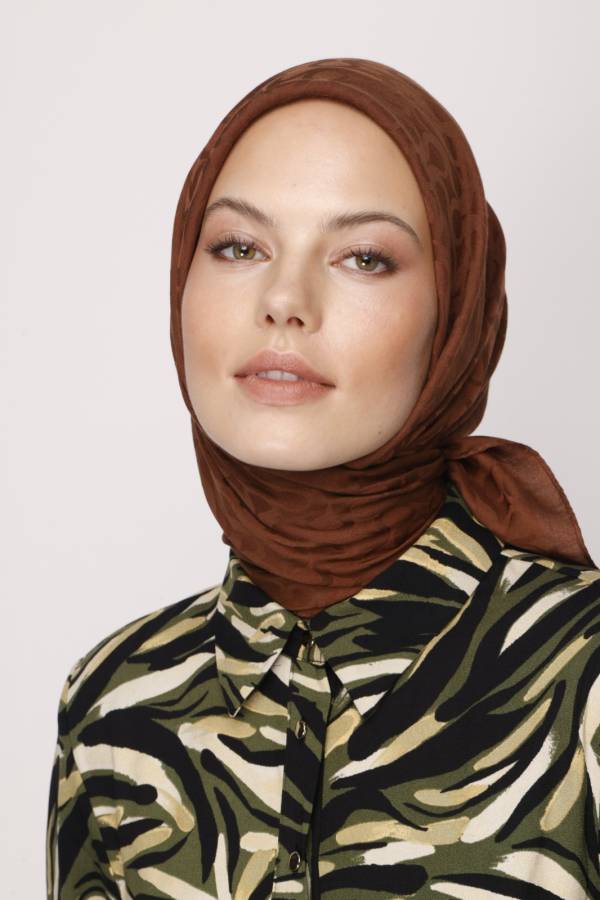 VALORSCARF ÇİKOLATA KAHVE BLOOM DESEN EŞARP - Organic ScarfsOrganic Scarfs