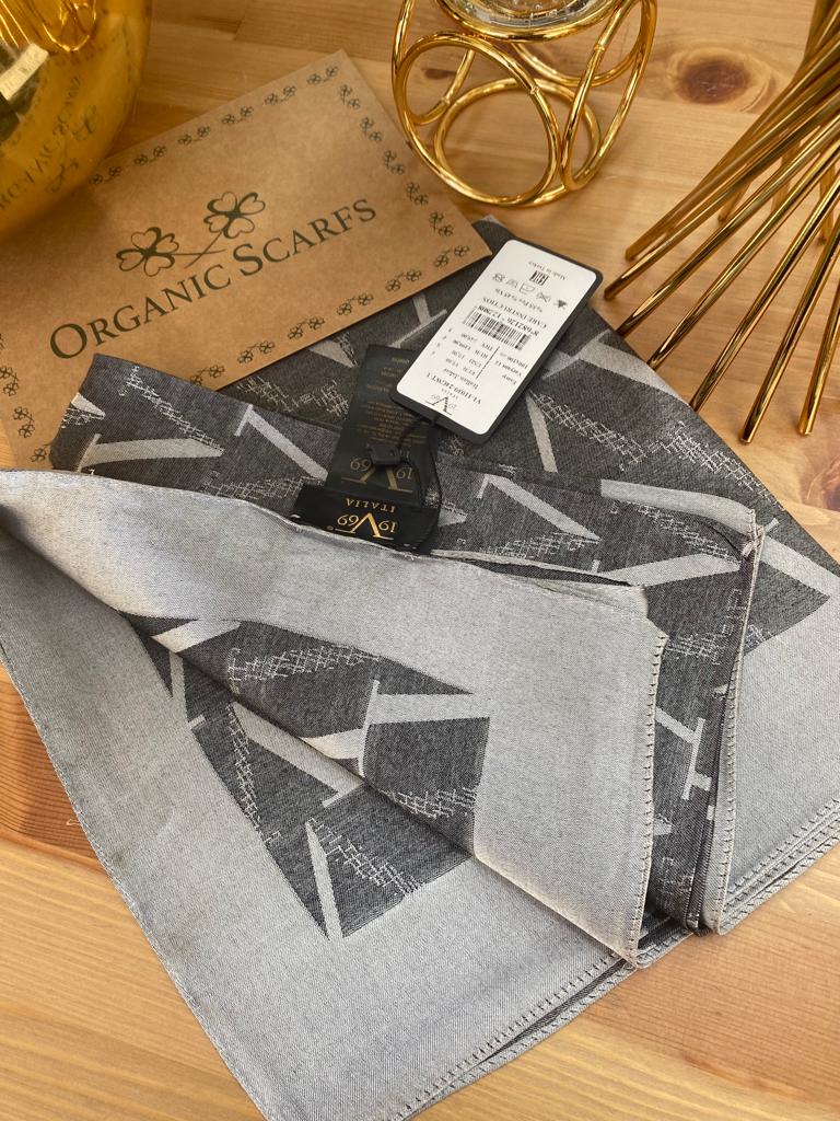 Versace 19v69 İtalia Çift Taraflı Jakar Eşarp - Antrasit - Organic ScarfsOrganic Scarfs