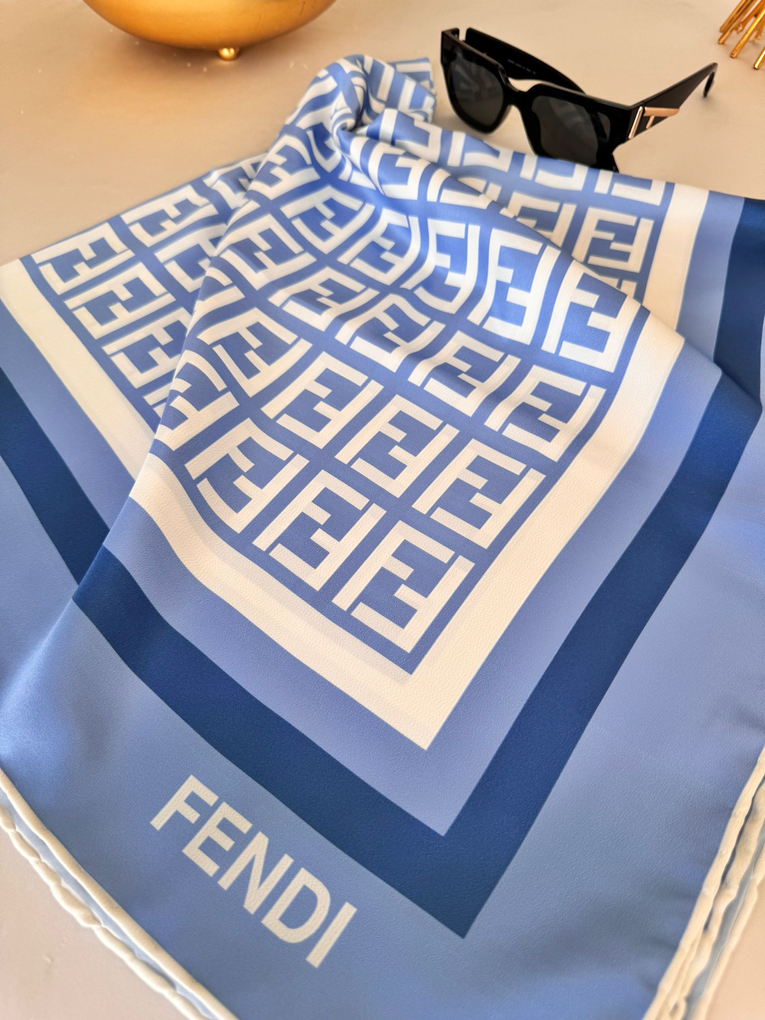 fendi twill eşarp - indigo