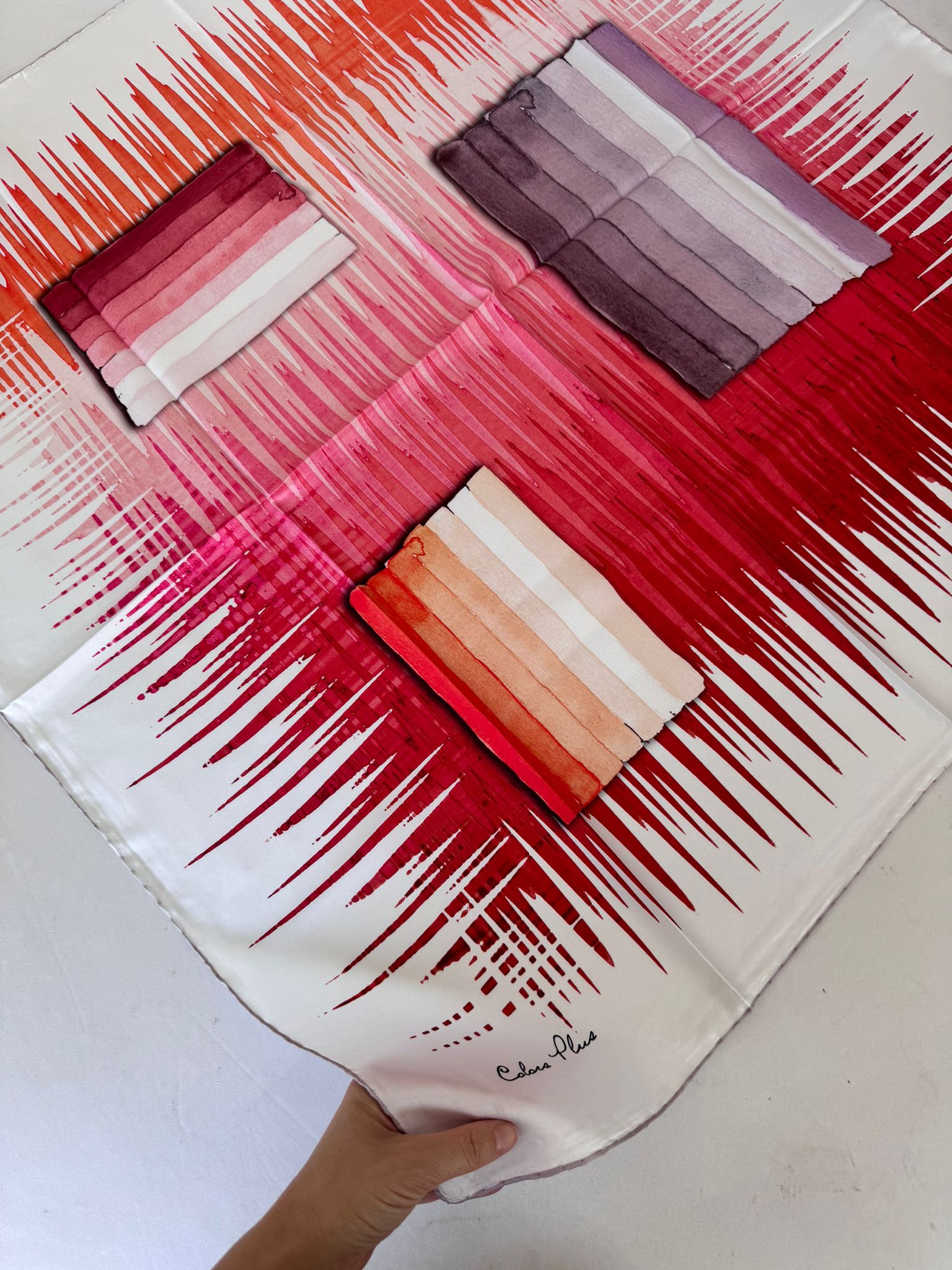 COLOR PLUS PASTEL DESEN 0 İPEK EŞARP 16032006 - Kırmızı