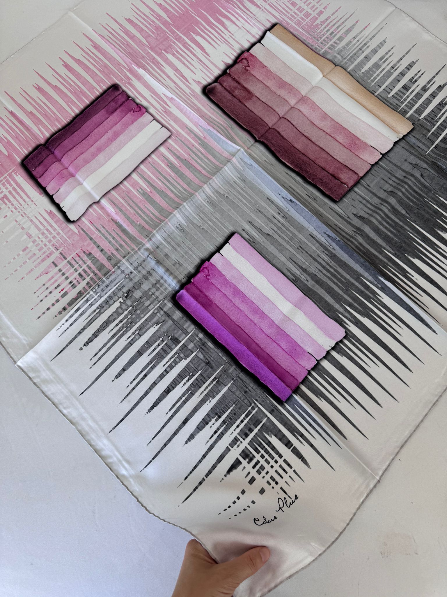 COLOR PLUS PASTEL DESEN 0 İPEK EŞARP 16032006 - Gri