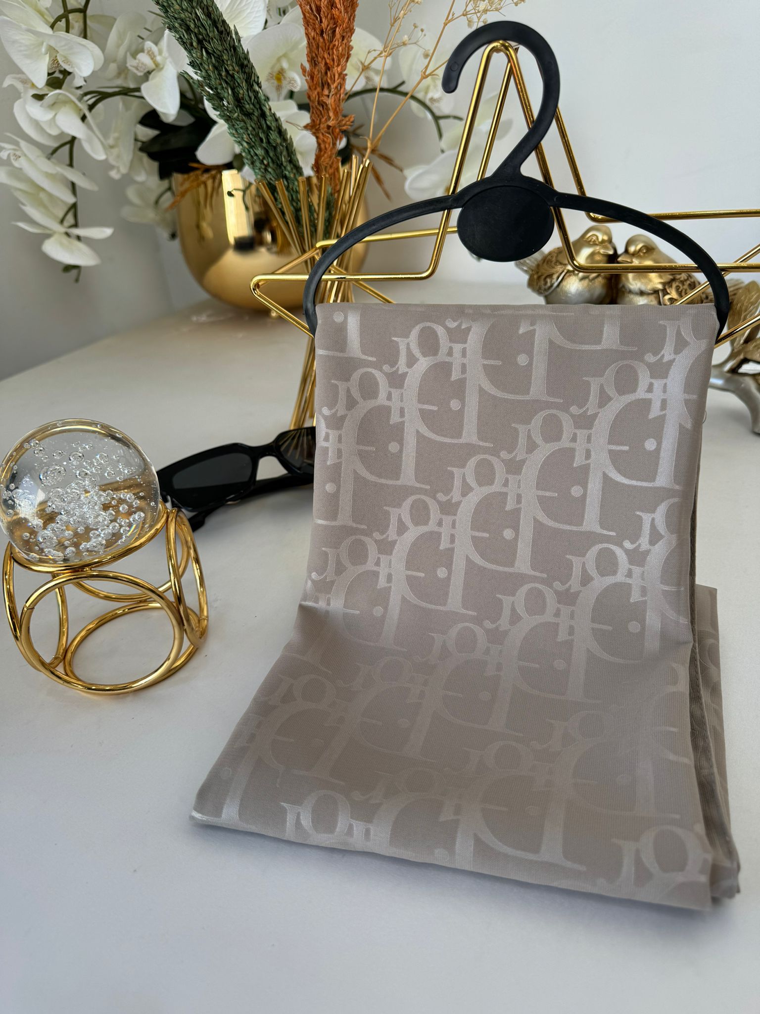 Dior Kırışmayan Jakar İpeksi Şal - Soft Yağ Yeşili