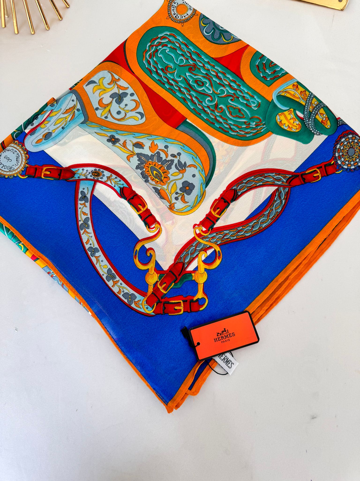 Hermes İthal Vual İpek Şal 44983 - Yeni Sezon Saks - Görsel 2