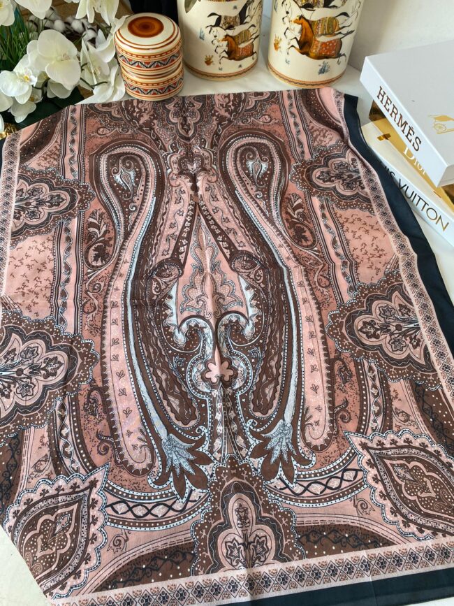 Etnik desen pamuk soft şal-321654 SOMON/KAHVE