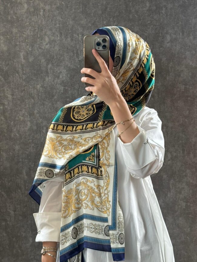 VERSACE İTHAL VUAL 0 İPEK ŞAL -78963 zümrüt